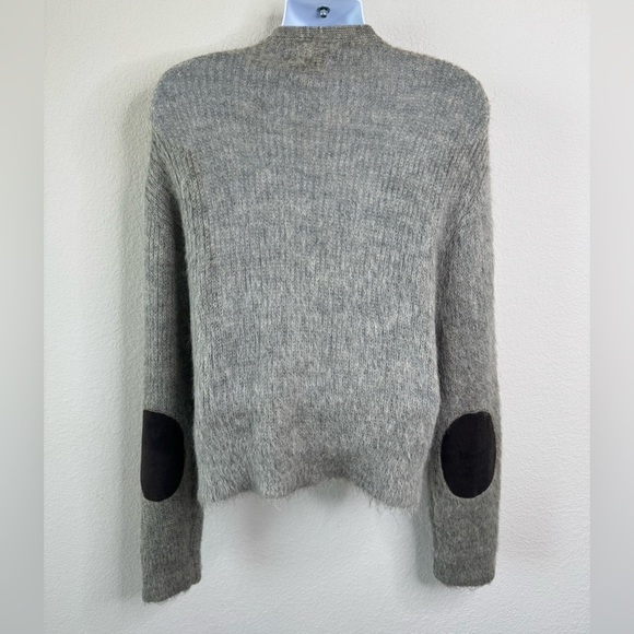 Vintage 60s Wool Mohair Shag Knit Kurt Cobain Cardigan Sweater Sz M w/ Patches - Picture 8 of 9